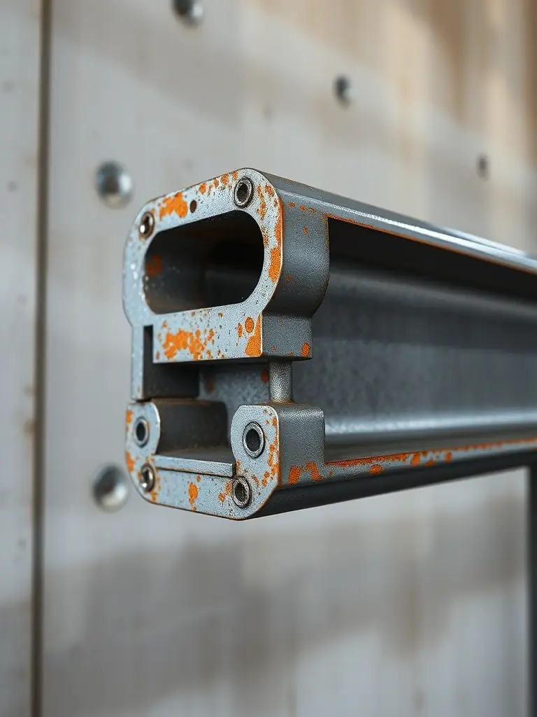 An image displaying a cross-section of a steel component treated with advanced corrosion protection, highlighting the multiple layers of coating and their protective function, used in Török & Török Metál Kft. projects.