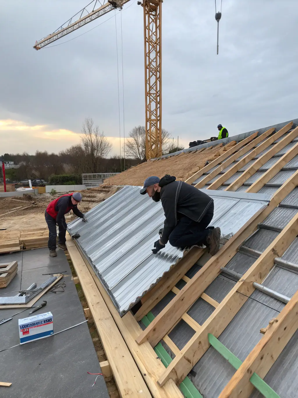 A detailed image showcasing the steel frame of a quick house during the initial construction phase, highlighting the precision and speed of assembly.